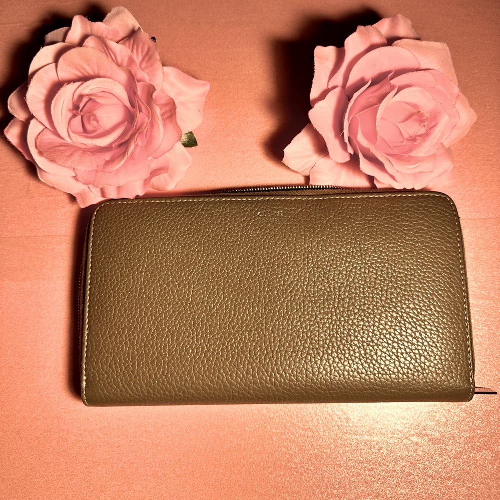 Celine Multi Function Leather Zip Around Long Wal… - image 1